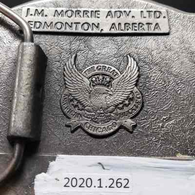 [Belt Buckle] CANTEX Drilling Rig 10, Blowout '81, Antique-Silver - Maker's Mark: Close-up view of the maker's mark on the back.