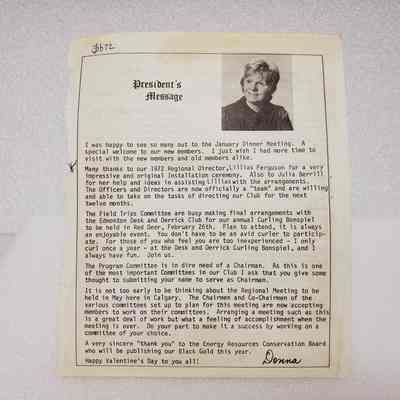 [Clipping] "President's Message", 1 January, 1972