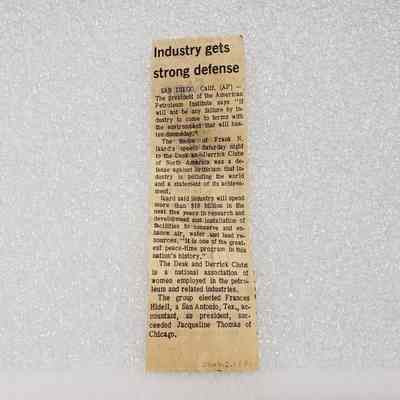 [Clipping] "Industry Gets Strong Defense", The Union, Monday, 30 August, 1971