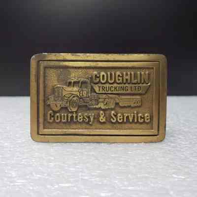 [Belt Buckle] Coughlin Trucking Ltd., "Courtesy & Service", Antique-Bronze