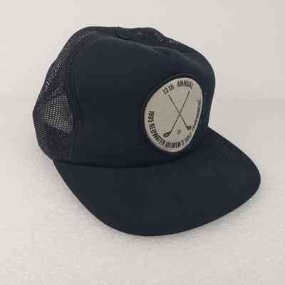 [Cap] Redwater Oilmen's 13th Annual Golf Tournament, 1985, Padded Crown Black, Mesh Body Black