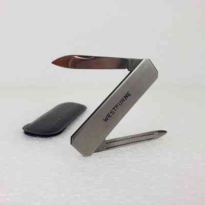 [Pocket Knife] Westburne Drilling Ltd., Rectangular, Metal Silver-Coloured Blue, With Sleeve Plastic Black