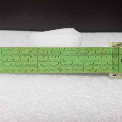 [Slide Ruler] Pritchard Canadian Ltd., A. Kowalchuk, Black Leather - Back Slide Rule: Back view of slide rule