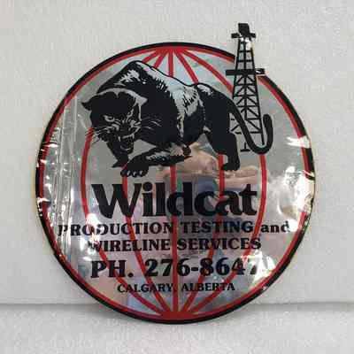 [Sticker] Wildcat Production Testing and Wireline Services, Calgary, Round Silver Red Black