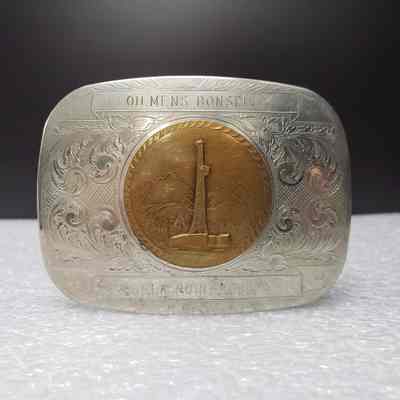 [Belt Buckle] Oilmens Bonspiel Elk Point, 1985, Silver Bronze [Broken]