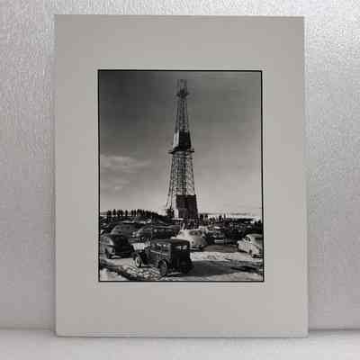 [Photo] Leduc #1, Derrick with Crowd and Cars, in Matte, Large, BW, 13 February, 1948