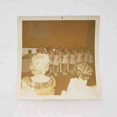 [Photo] Group of Ladies in Matching Outfits with Two Ladies Facing Away from Camera, Association of Desk and Derrick Clubs, Square, White Border, c.1972