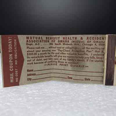[Matchbook] Mutual of Omaha, 20-strike, Blue Red - Interior: View of interior