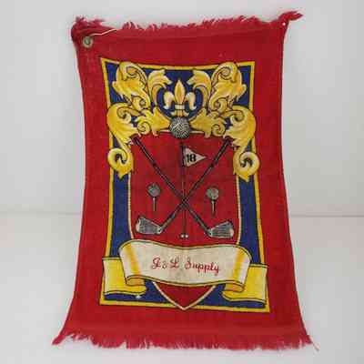 [Golf Towel] J&L Supply, Terry Cloth, Fringe, Full Design Red Yellow Blue, Embroidered Red