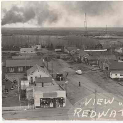 [Postcard] Elevated View of Redwater, Alberta, B&W