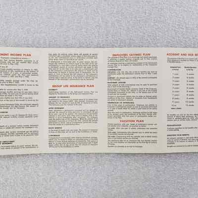 [Booklet] "Employee Benefit Plans", Texaco, 1959 - Side A: View if Side A when unfolded