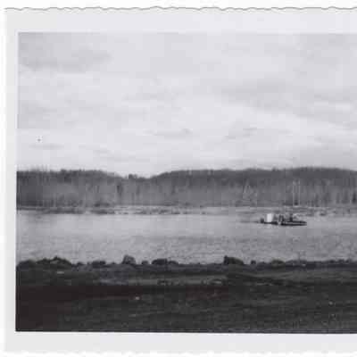 [Photo] Devon Ferry on North Saskatchewan River, Devon Bridge Site, Alberta, B&W