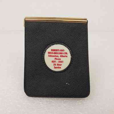 [Money Clip] Robert's Rat-Hole Drilling Ltd, Edmonton Alberta, Metal Gold-Coloured, Plastic Black White Red