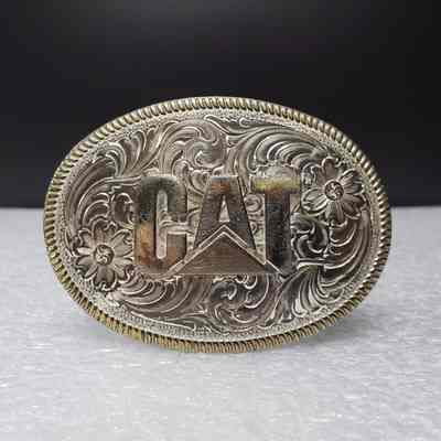 [Belt Buckle] CAT, Ornate, Silver [Broken]