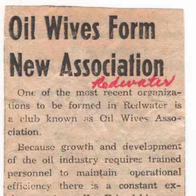 [News Clipping] "Oil Wives Form New Association", Redwater