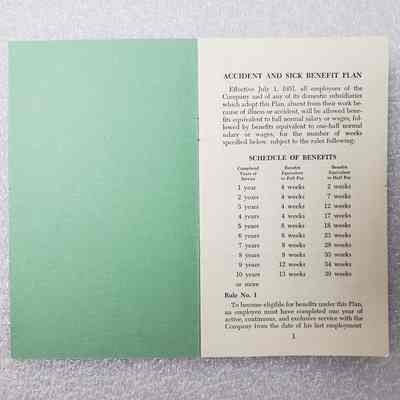 [Booklet] "Accident and Sick Benefit Plan", Texaco, 1954 - First Page: View of first page.