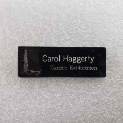 [Name Tag] Carol Haggerty, Black Gold White