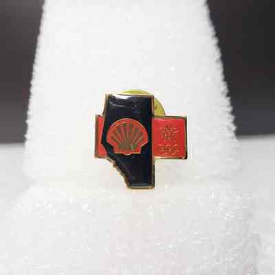 [Pin] Shell, Calgary 88' Winter Olympics, Alberta-shape, Gold Red Black