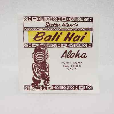 [Napkin] Shelter Island's Bali Hai, Point Loma, San Diego, Disposable Paper, Brown Yellow