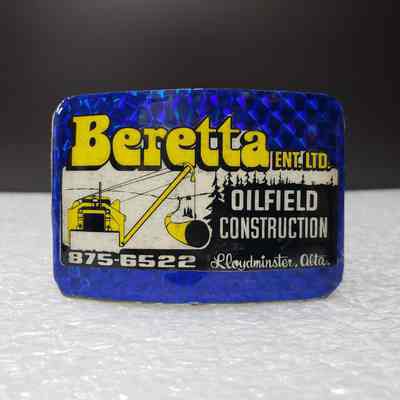 [Belt Buckle] Beretta Ent. Ltd. Oil Field Construction, Holographic Blue Yellow [Broken]
