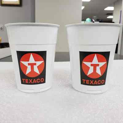 [Cup] Texaco Plastic Set of 2, White Black Red - Front Side C: View of front Side C