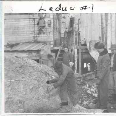[Photo] "Leduc #1", Workers and Guests Beside Leduc #1, Small, BW, c.1940s