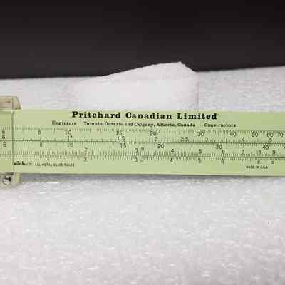 [Slide Rule] Pritchard Canadian Ltd., A. Kowalchuk, Brown Leather - Front Slide Rule: Front view of the slide rule