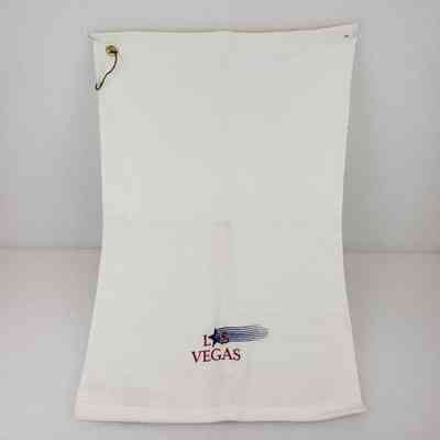 [Golf Towel] Las Vegas, Terry Cloth White, Embroidered Red Blue