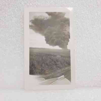 [Photo] Atlantic #3, Large Black Smoke Cloud with Hood of Car, Small, BW, September, 1948