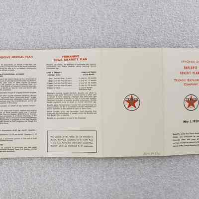 [Booklet] "Employee Benefit Plans", Texaco, 1959 - Side B: View of Side B when unfolded