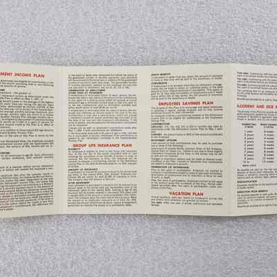[Booklet] "Employee Benefit Plans", Texaco, 1967 - Side A: View of Side A when unfolded