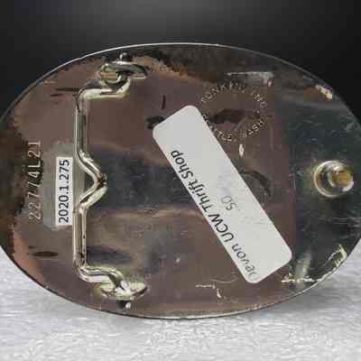 [Belt Buckle] CAT, Ornate, Silver - Back: View of the back.