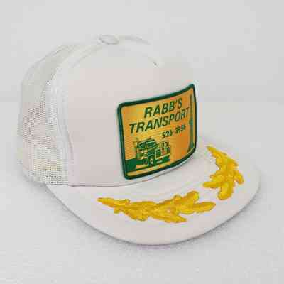 [Cap] Rabb's Transport, Padded Crown White, Mesh Body White, Printed Patch Gold Green, Embroidered Laurels Gold