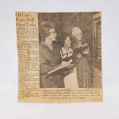 [Clipping] "Oil Unit's Parley Will Open Today", San Diego Union, Association of Desk and Derrick Clubs, 27 August, 1971
