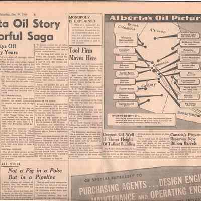 Page 3, Top-Half, "Alberta Oil Story Is Colorful Saga" and "Alberta's Oil Picture 1950"