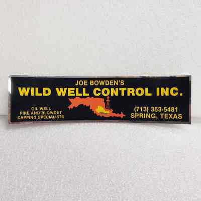 [Sticker] Joe Bowden's Wild Well Control Inc., "Oil Well Fire and Blowout Capping Specialists", Rect. Metallic-Silver Black Yellow Orange