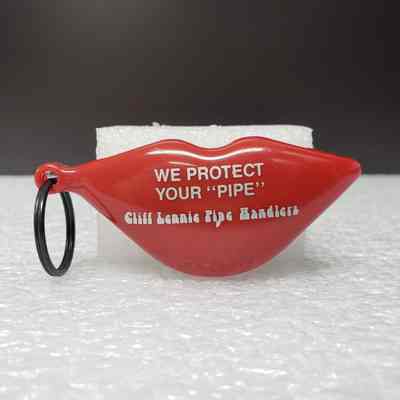 [Keychain] Cliff Lennie Pipe Handlers, Lips Container with Condom, Red Silver