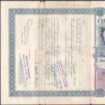 Scan of Share Certificate, Reverse