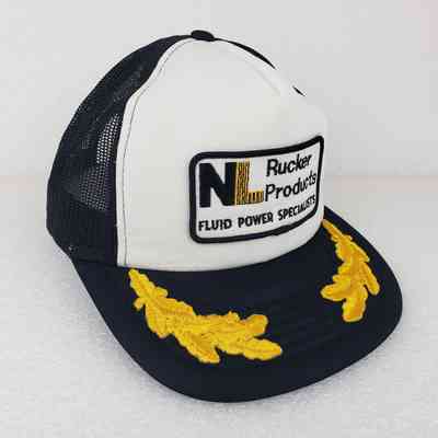 [Cap] Rucker Products, Fluid Power Specialists, Embroidered Patch, Padded Crown White, Mesh Body Black