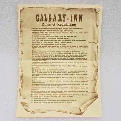 [Poster] Calgary Inn Rules and Regulations, Cream, c.1972