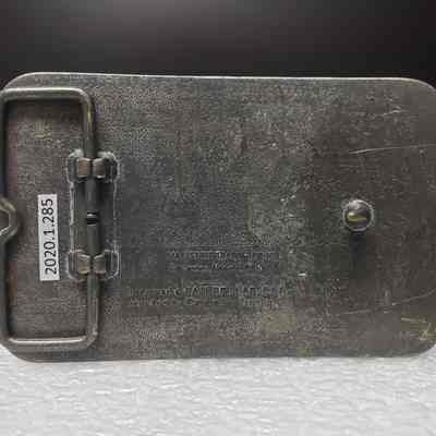 [Belt Buckle] Caterpillar Quality Products Reg'd, Excavator, Antique-Bronze - Back: View of the back.