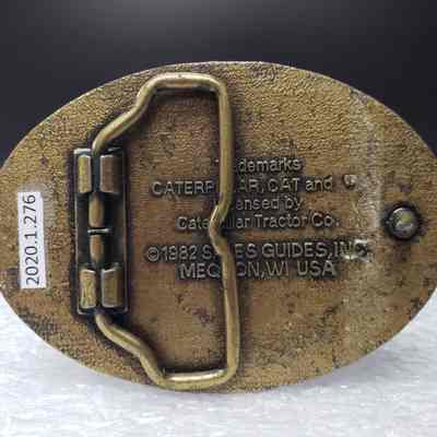 [Belt Buckle] CAT L Series Tractors, 1982, Antique-Bronze - Back: View of the back.