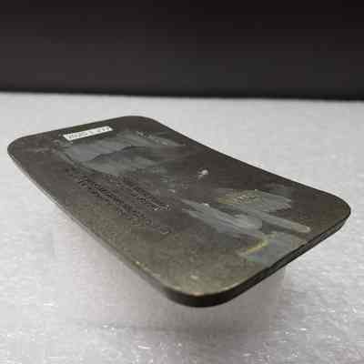[Belt Buckle] CAT Reg'd Diesel Power, Antique-Brass [Damaged] - Back, Angled: Angled view of the back, showing intentionally removed hinge and hook.