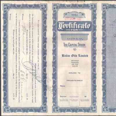 Scan of Share Certificate, Reverse