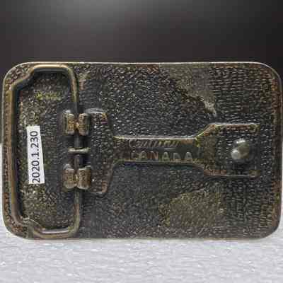 [Belt Buckle] B&R Transport Ltd., Leather Antique-Bronze - Back: View of the back.