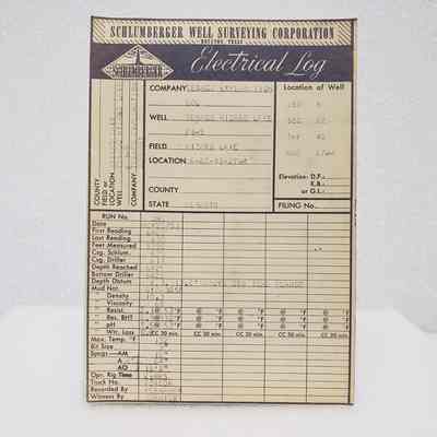 [Log] Electrical Log, Schlumberger Well Surveying Corp., Texaco Exploration Co., Wizard Lake, 25 November, 1951
