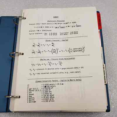 [Manual] Blowout Prevention and Well Control, Exxon, White Binder w/ Tiger and Valve, 1984 - Front Notes: View of thr notes at the front