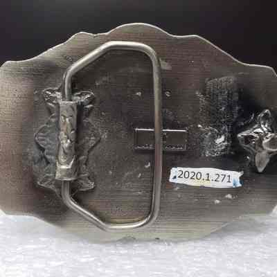 [Belt Buckle] Carnwood Wire Line Service Ltd., Antique-Silver - Back: View of the back.