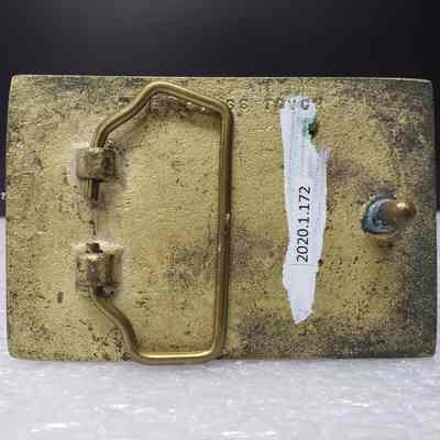 [Belt Buckle] Bar C Trucking Ltd., Brass White Red - Back: View of the back.