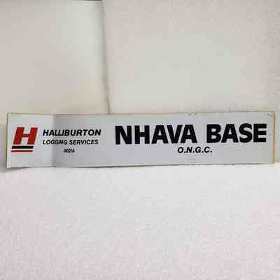 [Sticker] Halliburton Logging Services, India, "NHAVA BASE O.N.G.C.", Rect. White Black Red
